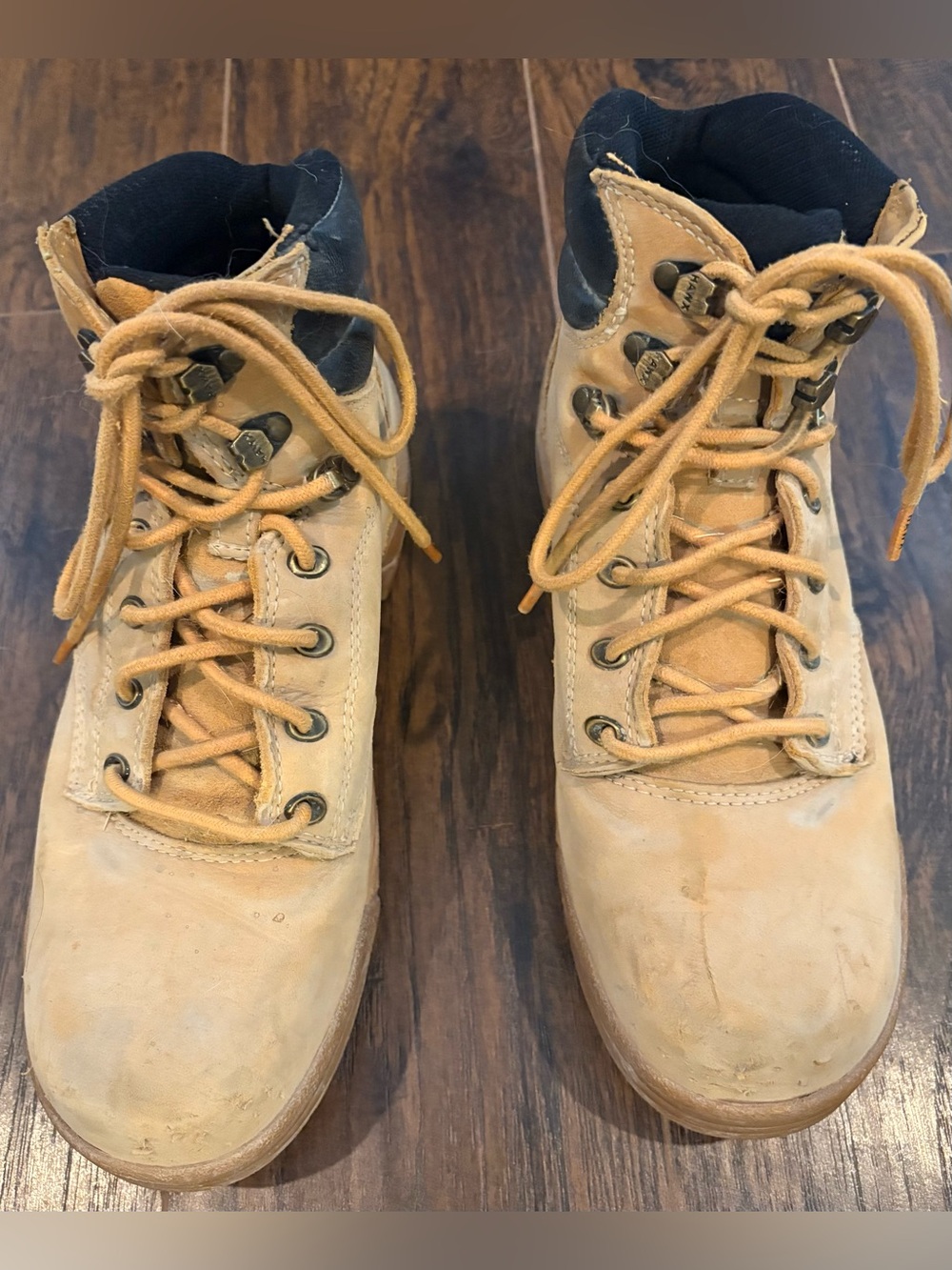 Men's Tan Lace-Up Work Boots with Padded Collar